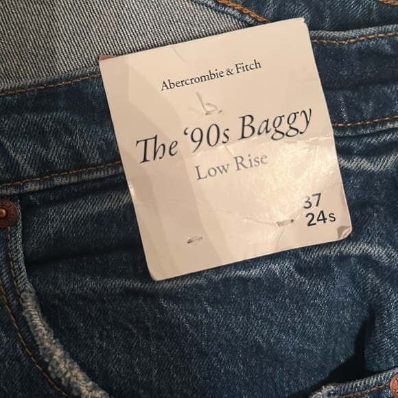 Abercrombie & Finch A&F Curve Love Low Rise 90s Baggy Jeans Dark Wash 37 24s - Picture 3 of 7
